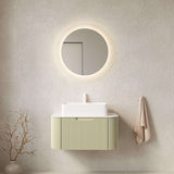 30" Green Wood Floating Bathroom Vanity With White Sink - HomeRoots - Flyclothing LLC