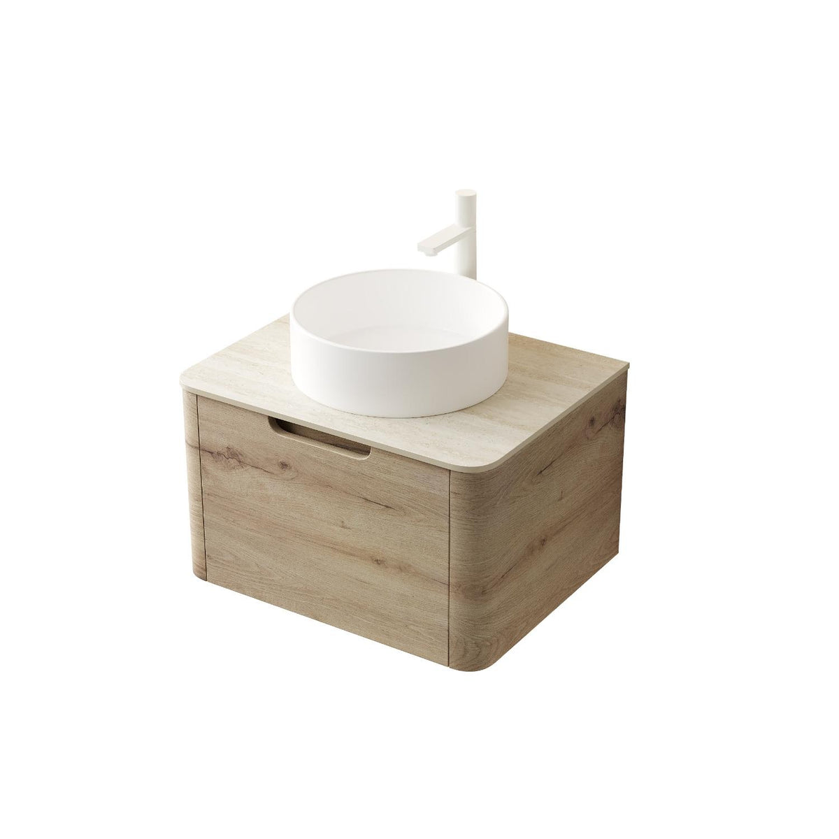 24" Brown Wood Floating Bathroom Vanity