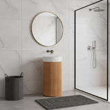 16" Brown Wood Freestanding Bathroom Vanity With White Sink - HomeRoots - Flyclothing LLC