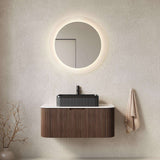 36" Brown Wood Floating Bathroom Vanity With Black Sink - HomeRoots - Flyclothing LLC