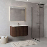 24" Brown Wood Floating Bathroom Vanity - HomeRoots - Flyclothing LLC