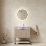 30" Brown Wood Freestanding Bathroom Vanity With White Sink - HomeRoots - Flyclothing LLC