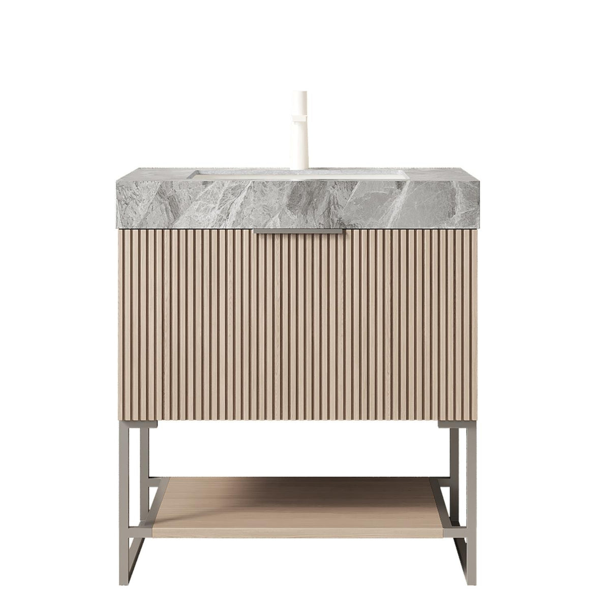 30" Brown Wood Freestanding Bathroom Vanity With White Sink - HomeRoots - Flyclothing LLC