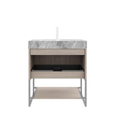 30" Brown Wood Freestanding Bathroom Vanity With White Sink - HomeRoots - Flyclothing LLC