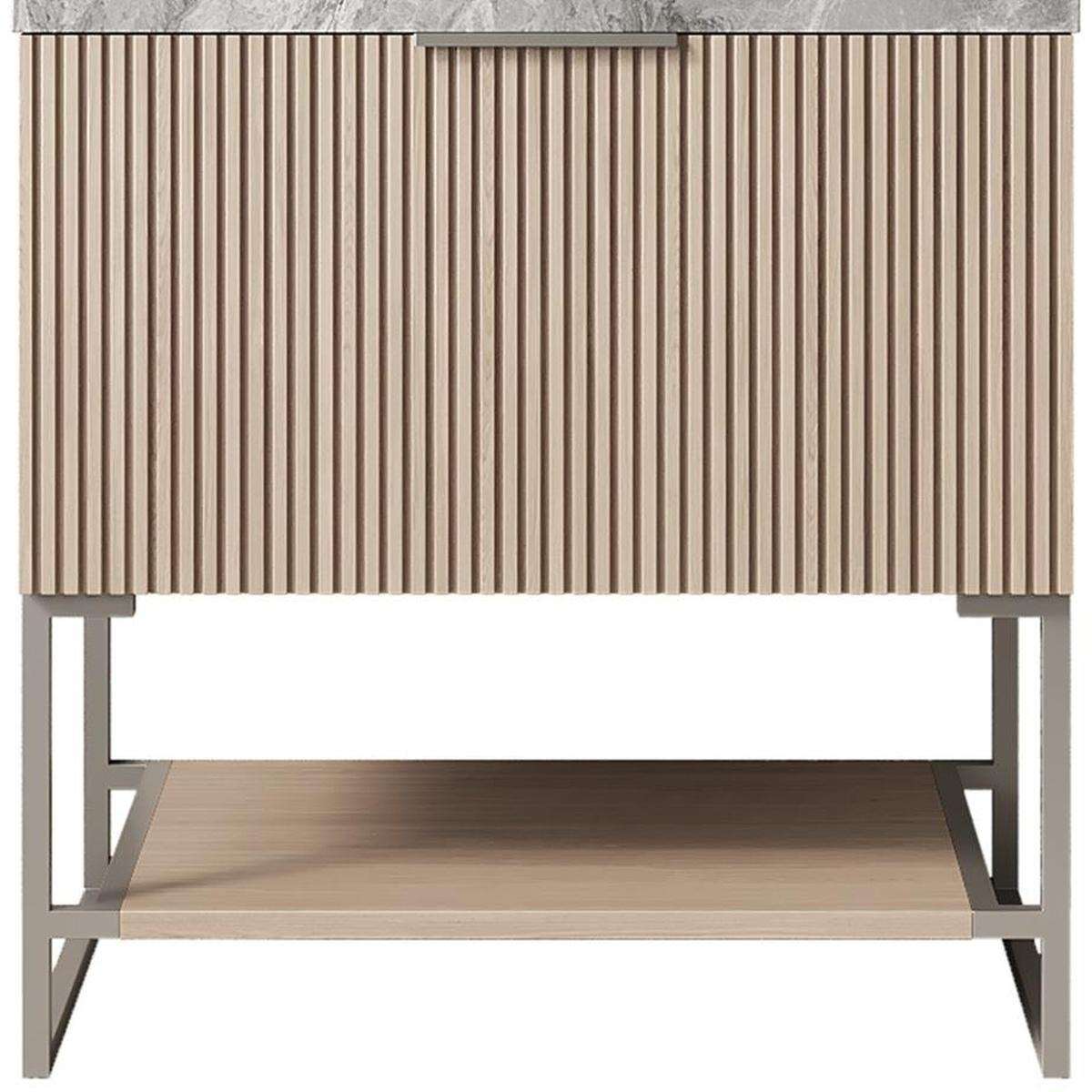 30" Brown Wood Freestanding Bathroom Vanity With White Sink - HomeRoots - Flyclothing LLC