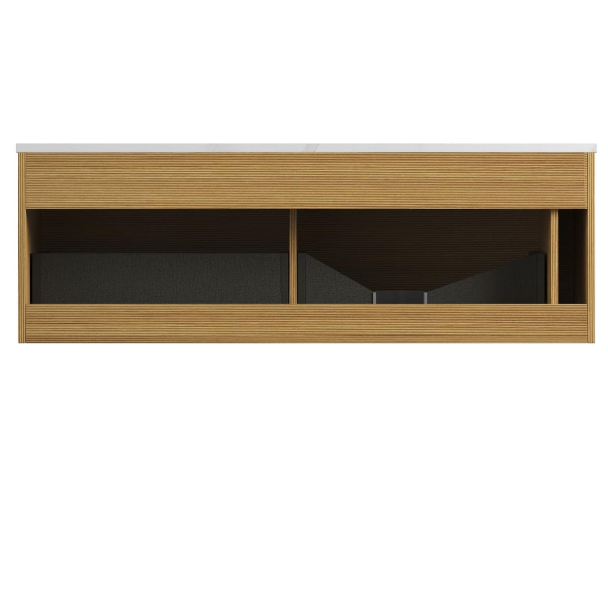 48" Brown Wood Floating Bathroom Vanity And Two Drawers - HomeRoots - Flyclothing LLC