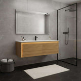 48" Brown Wood Floating Bathroom Vanity And Two Drawers - HomeRoots - Flyclothing LLC