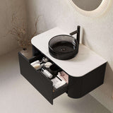 36" Black Wood Floating Bathroom Vanity With Sink - HomeRoots - Flyclothing LLC