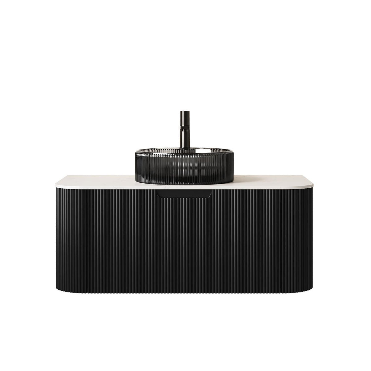 36" Black Wood Floating Bathroom Vanity With Sink - HomeRoots - Flyclothing LLC