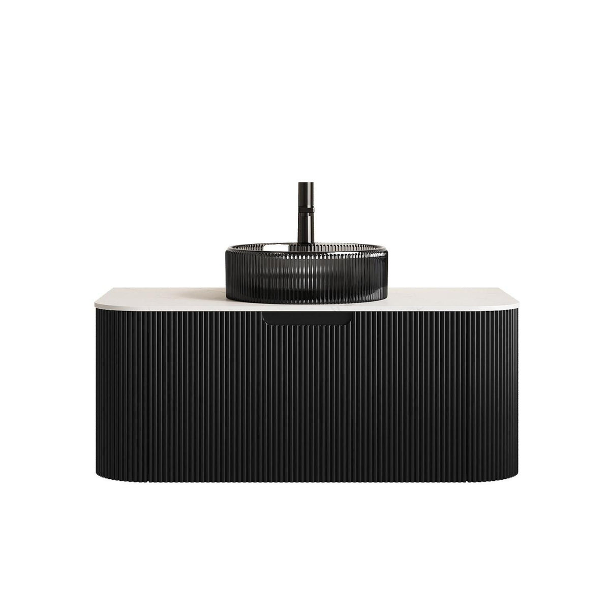 36" Black Wood Floating Bathroom Vanity With Sink - HomeRoots - Flyclothing LLC