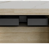 30" Brown Wood Floating Bathroom Vanity With White Sink - HomeRoots - Flyclothing LLC