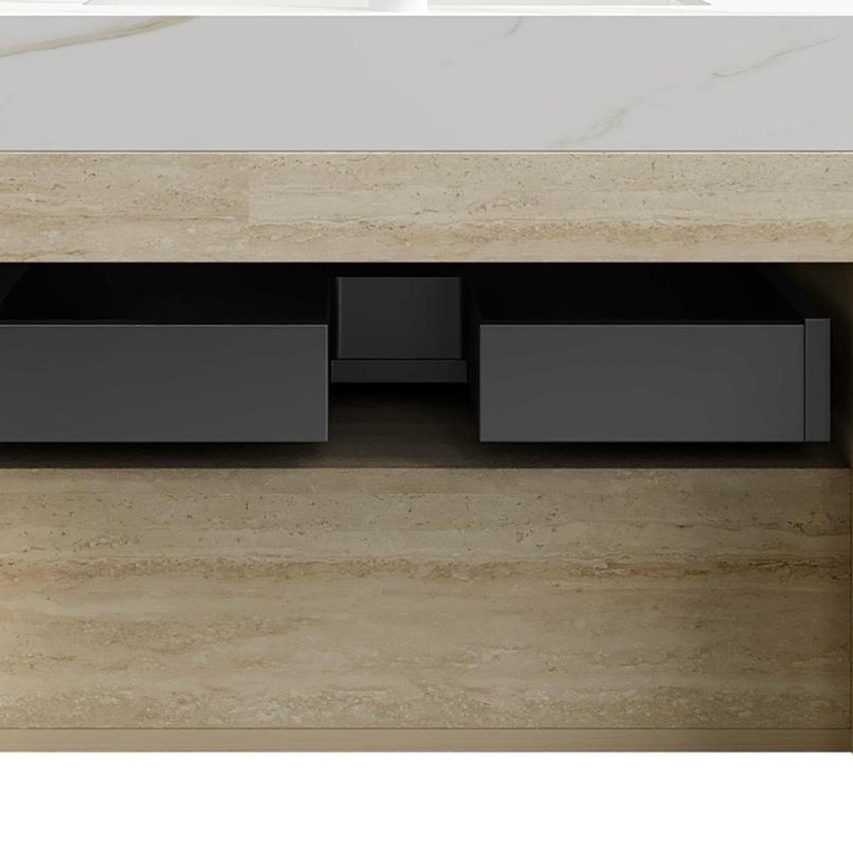 30" Brown Wood Floating Bathroom Vanity With White Sink - HomeRoots - Flyclothing LLC