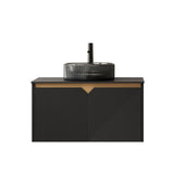 30" Black Wood Floating Double Door Bathroom Vanity With Sink - HomeRoots - Flyclothing LLC