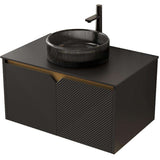 30" Black Wood Floating Double Door Bathroom Vanity With Sink - HomeRoots - Flyclothing LLC