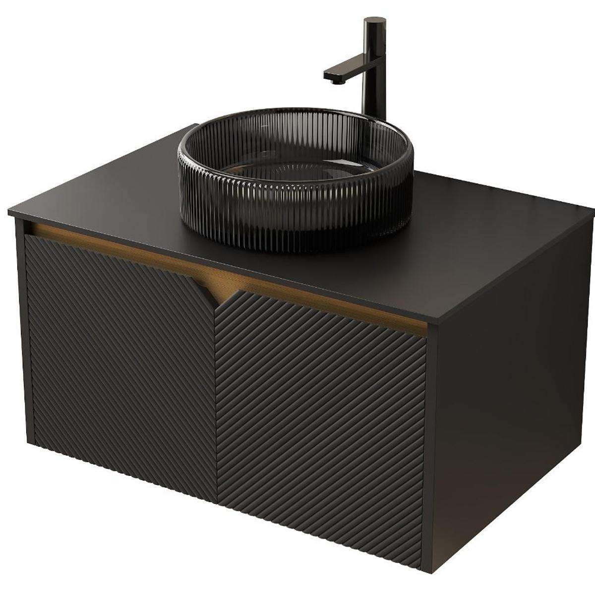 30" Black Wood Floating Double Door Bathroom Vanity With Sink - HomeRoots - Flyclothing LLC