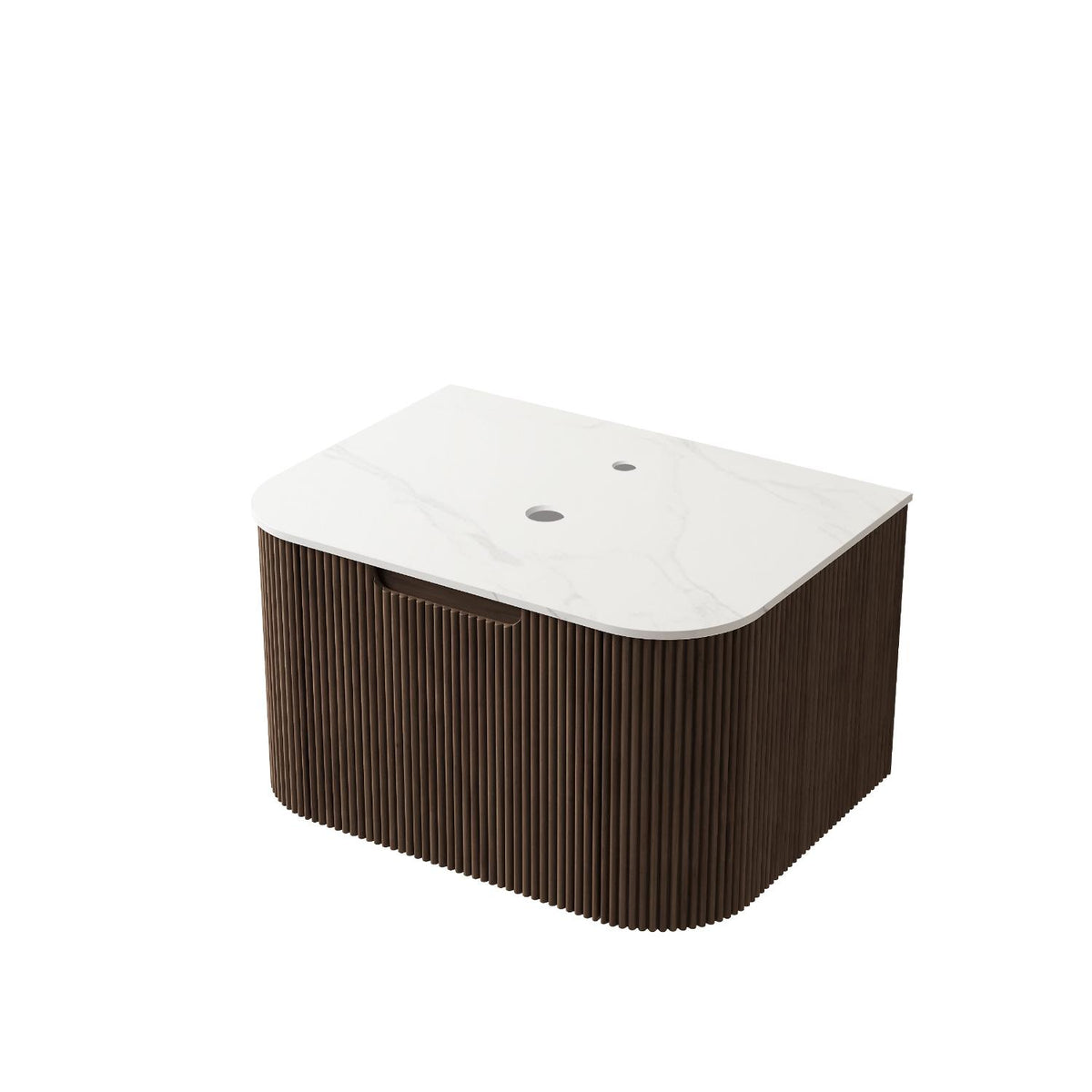 24" Brown Wood Floating Bathroom Vanity