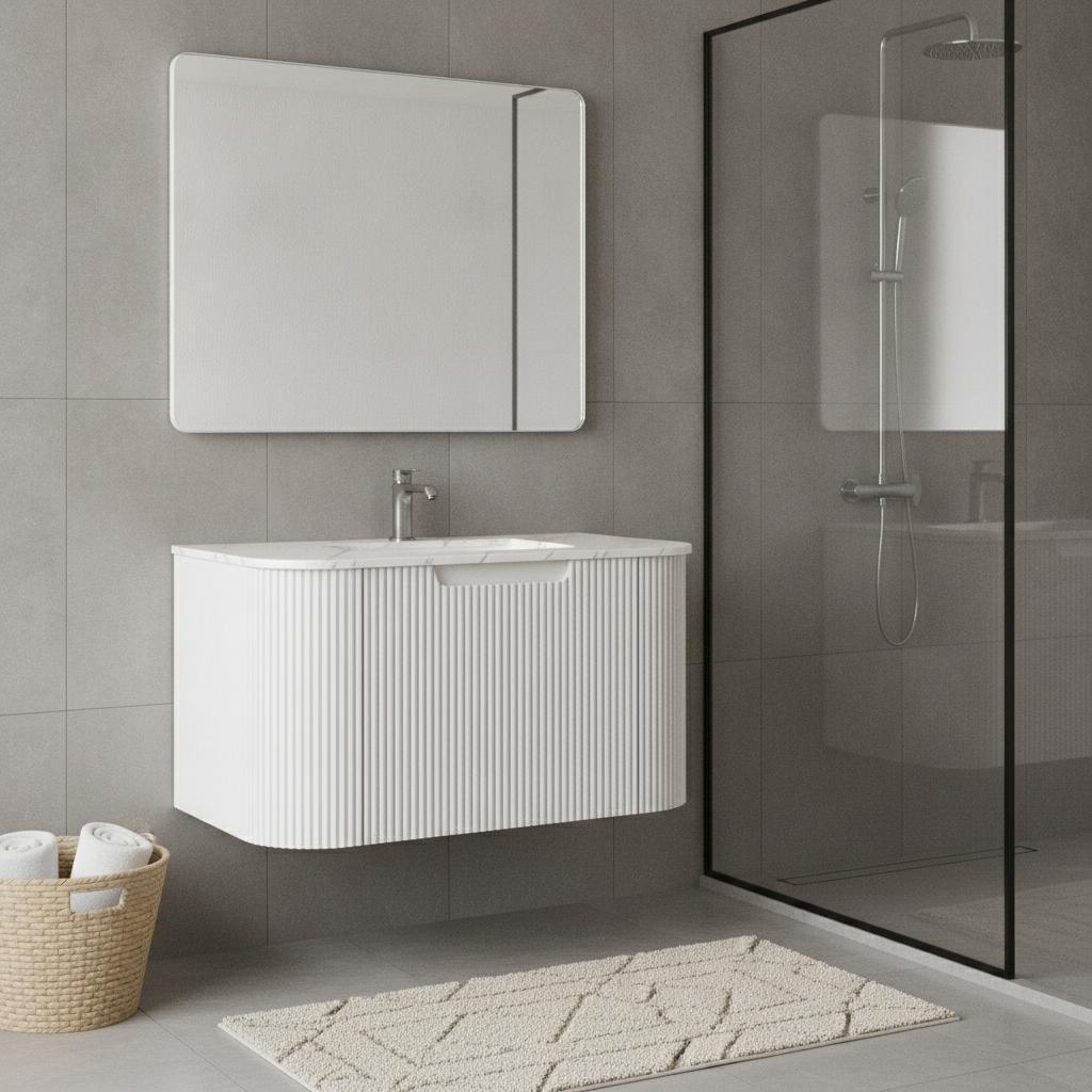 24" White Wood Floating Bathroom Vanity - HomeRoots - Flyclothing LLC