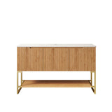 47" Brown Wood Freestanding Four Door Bathroom Vanity - HomeRoots - Flyclothing LLC