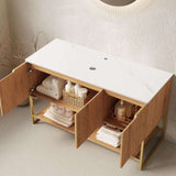 47" Brown Wood Freestanding Four Door Bathroom Vanity - HomeRoots - Flyclothing LLC