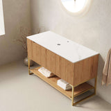 47" Brown Wood Freestanding Four Door Bathroom Vanity - HomeRoots - Flyclothing LLC