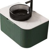 30" Green Wood Floating Bathroom Vanity With Black Sink - HomeRoots - Flyclothing LLC