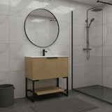 30" Brown Wood Freestanding Bathroom Vanity - HomeRoots - Flyclothing LLC