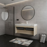 48" Brown Wood Floating Bathroom Vanity With White Sink And Two Drawers - HomeRoots - Flyclothing LLC