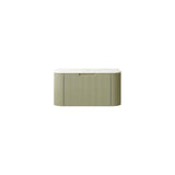30" Green Wood Floating Bathroom Vanity