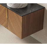 30" Brown Wood Floating Double Door Bathroom Vanity - HomeRoots - Flyclothing LLC