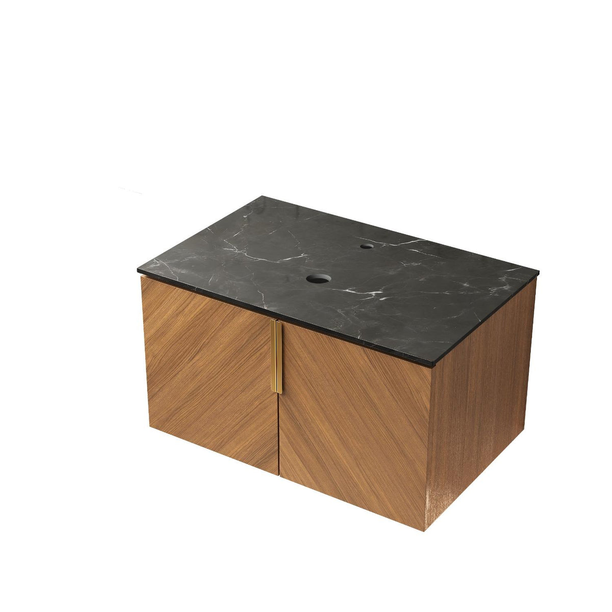 30" Brown Wood Floating Double Door Bathroom Vanity - HomeRoots - Flyclothing LLC
