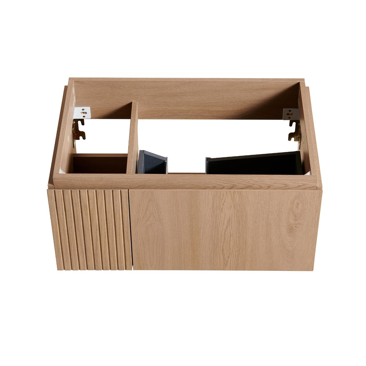 30" Brown Wood Floating Single Door Bathroom Vanity - HomeRoots - Flyclothing LLC