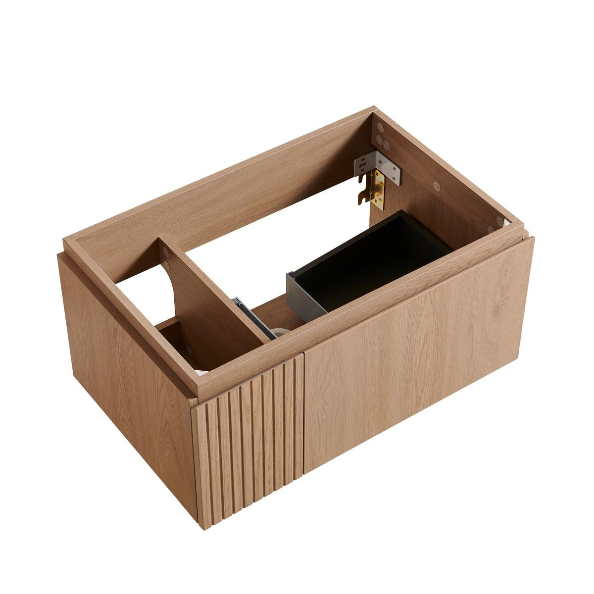 30" Brown Wood Floating Single Door Bathroom Vanity - HomeRoots - Flyclothing LLC