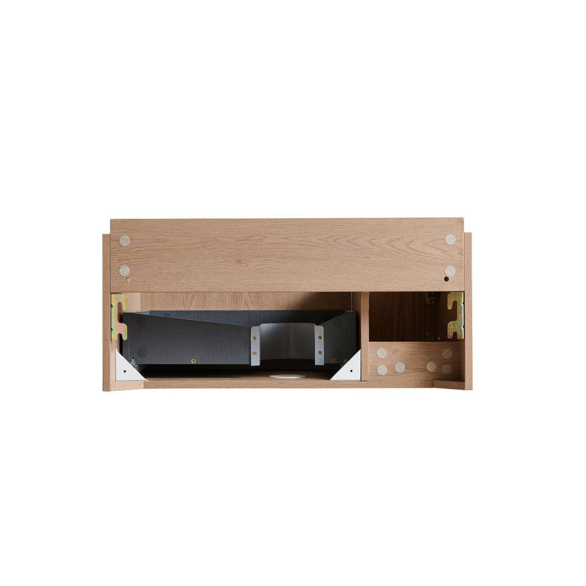 30" Brown Wood Floating Single Door Bathroom Vanity - HomeRoots - Flyclothing LLC