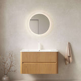36" Brown Wood Floating Bathroom Vanity With White Sink And Two Drawers - HomeRoots - Flyclothing LLC