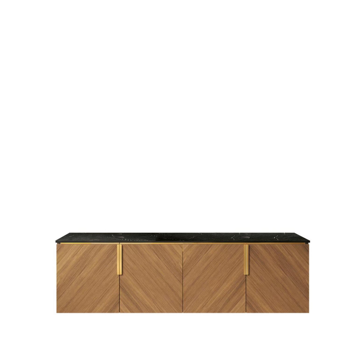 60" Brown Wood Floating Four Door Bathroom Vanity - HomeRoots - Flyclothing LLC