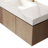 48" Brown Wood Floating Double Door Bathroom Vanity With White Sink - HomeRoots - Flyclothing LLC