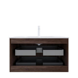 36" Brown Wood Floating Bathroom Vanity With White Sink And Two Drawers - HomeRoots - Flyclothing LLC