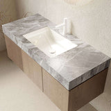 48" Brown Wood Floating Double Door Bathroom Vanity With White Sink - HomeRoots - Flyclothing LLC