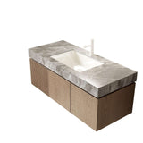 48" Brown Wood Floating Double Door Bathroom Vanity With White Sink - HomeRoots - Flyclothing LLC