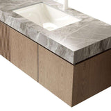 48" Brown Wood Floating Double Door Bathroom Vanity With White Sink - HomeRoots - Flyclothing LLC