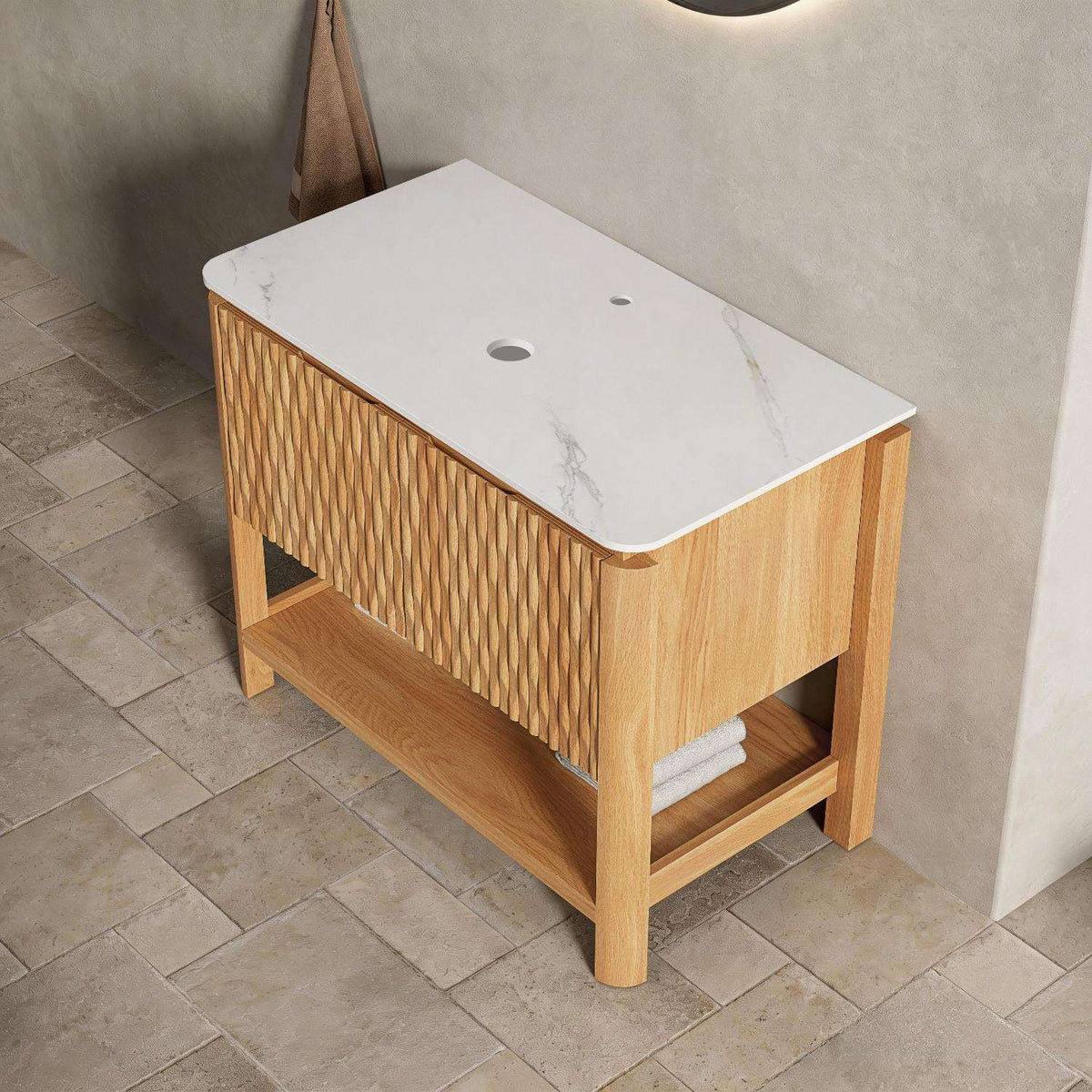 36" Brown Wood Freestanding Double Door Bathroom Vanity - HomeRoots - Flyclothing LLC