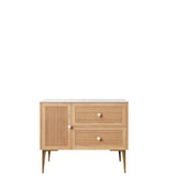 36" Brown Wood Floating Single Door Bathroom Vanity And Two Drawers - HomeRoots - Flyclothing LLC