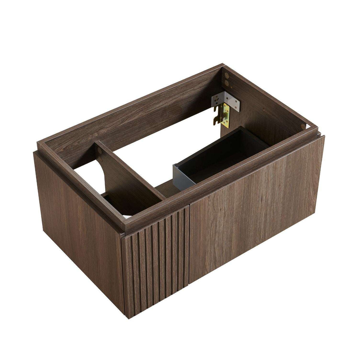 30" Brown Wood Floating Single Door Bathroom Vanity - HomeRoots - Flyclothing LLC