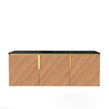 48" Brown Wood Floating Three Door Bathroom Vanity - HomeRoots - Flyclothing LLC