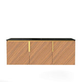 48" Brown Wood Floating Three Door Bathroom Vanity - HomeRoots - Flyclothing LLC