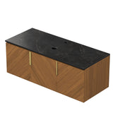 48" Brown Wood Floating Three Door Bathroom Vanity - HomeRoots - Flyclothing LLC