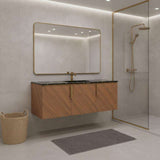 48" Brown Wood Floating Three Door Bathroom Vanity - HomeRoots - Flyclothing LLC