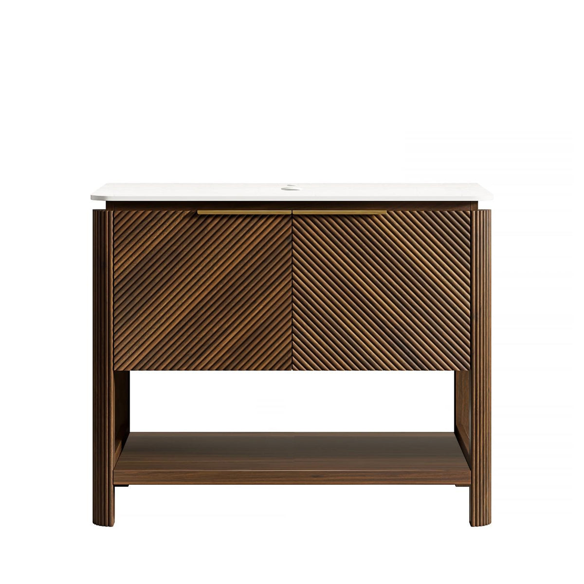 36" Brown Wood Freestanding Double Door Bathroom Vanity - HomeRoots - Flyclothing LLC