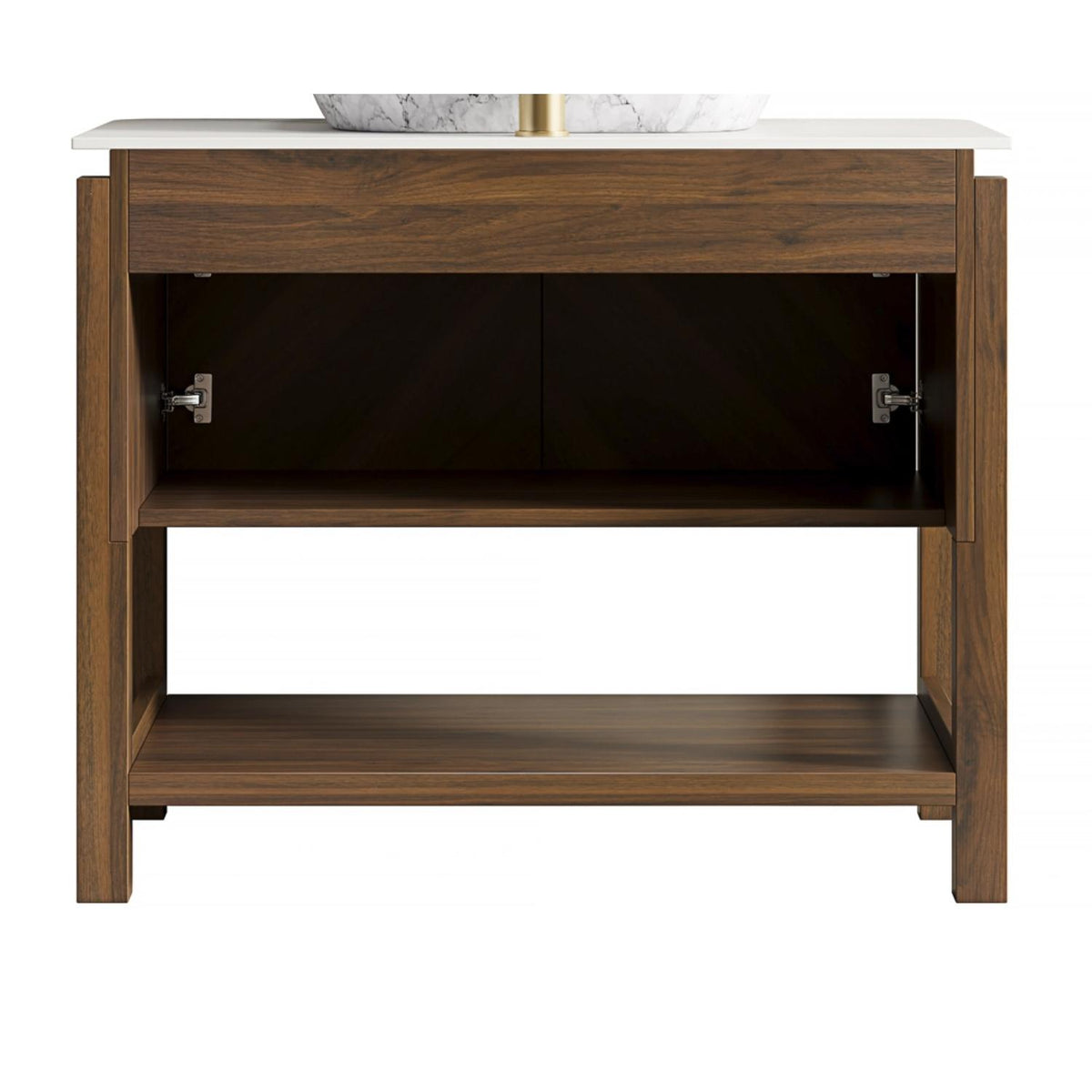 36" Brown Wood Freestanding Double Door Bathroom Vanity - HomeRoots - Flyclothing LLC
