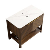 36" Brown Wood Freestanding Double Door Bathroom Vanity - HomeRoots - Flyclothing LLC